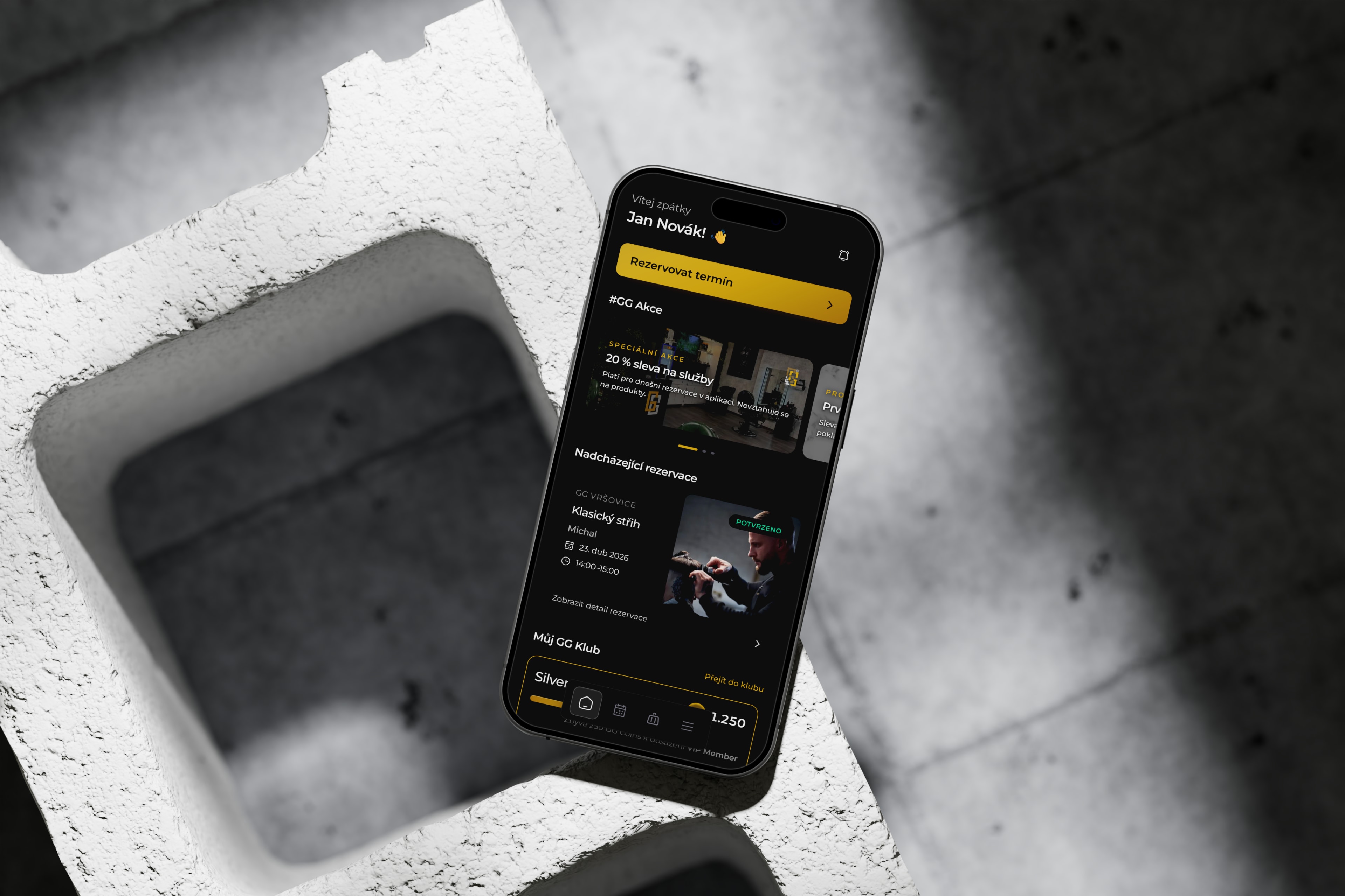 Náhled konceptu aplikace a rezervačního systému GG Barbershop