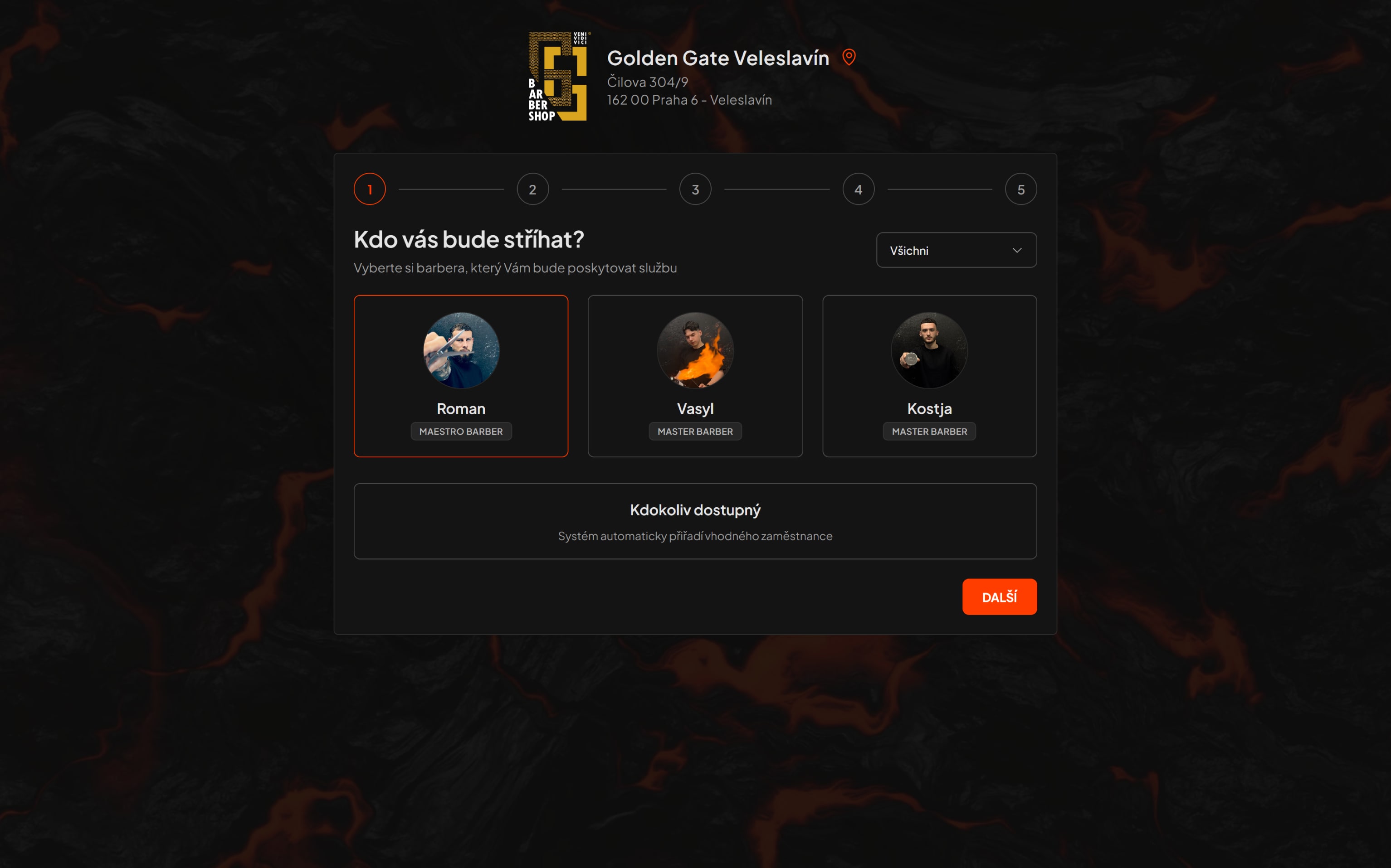 GG Barbershop - koncept aplikace 2