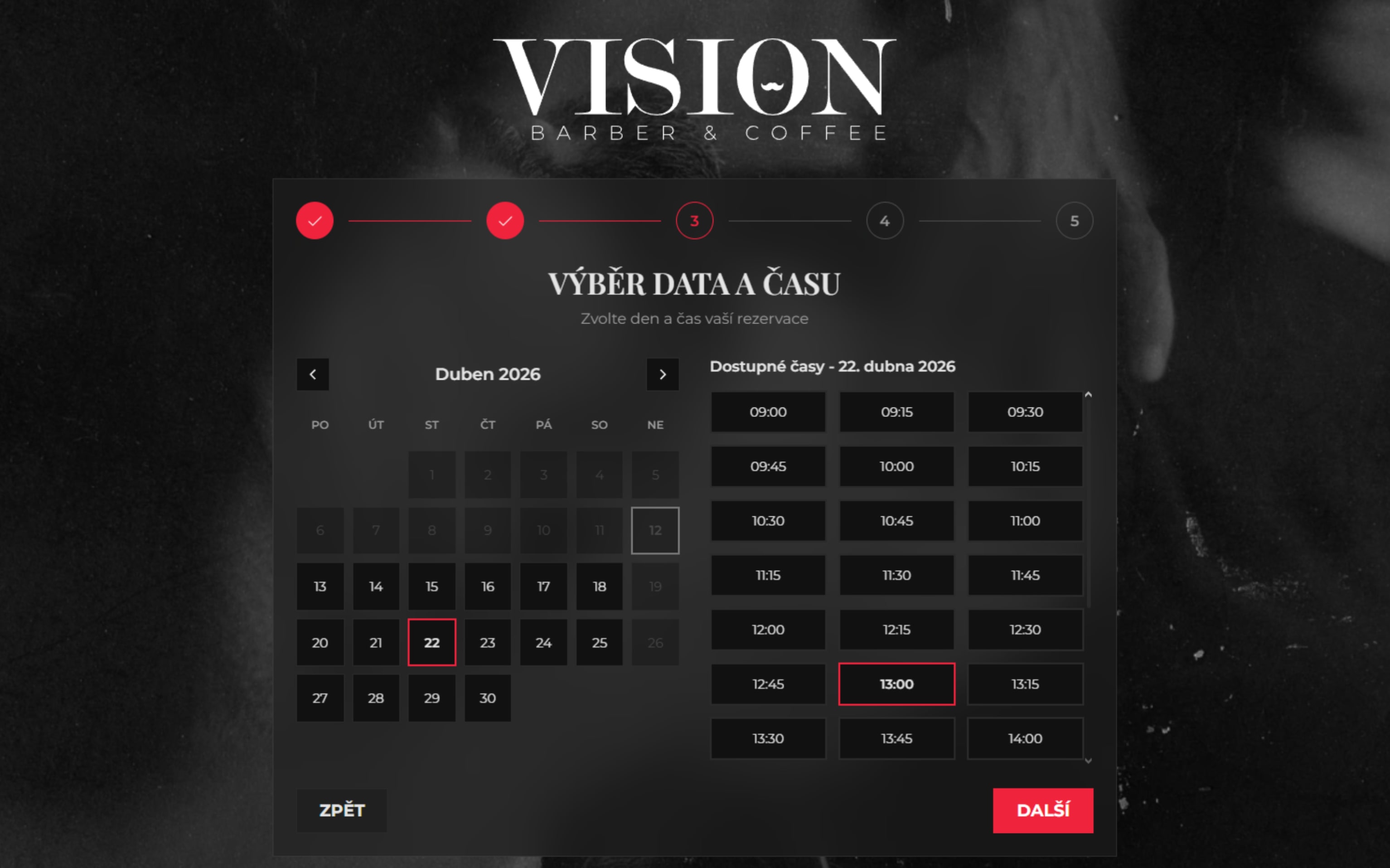 Vision Barber – rezervační systém 4