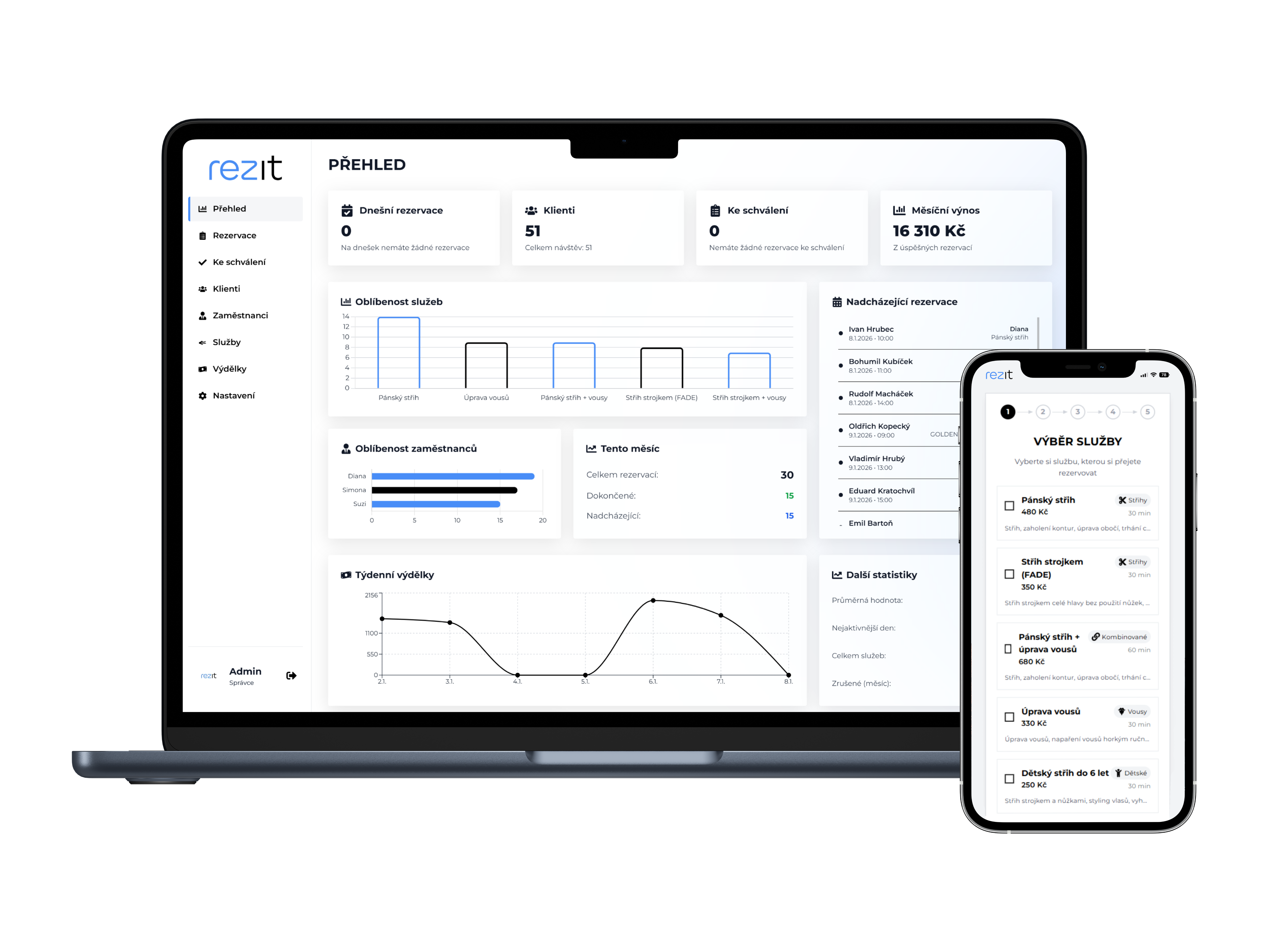 rezit - Rezervační systém pro kadeřnictví, salony a barber shopy bez měsíčních poplatků